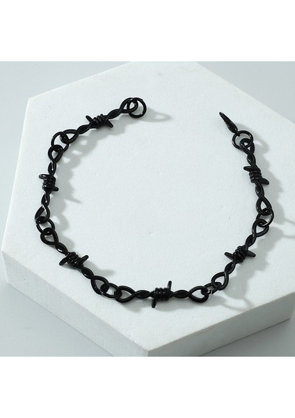 25CM Tarzı Siyah Gotik Punk Gümüş Tel Dikenli Bilezik Tel Dikenli Brambles Zincir Bilezik Moda Takılar Rock Gece Kulübü Unisex (Yurt Dışından) fiyatları