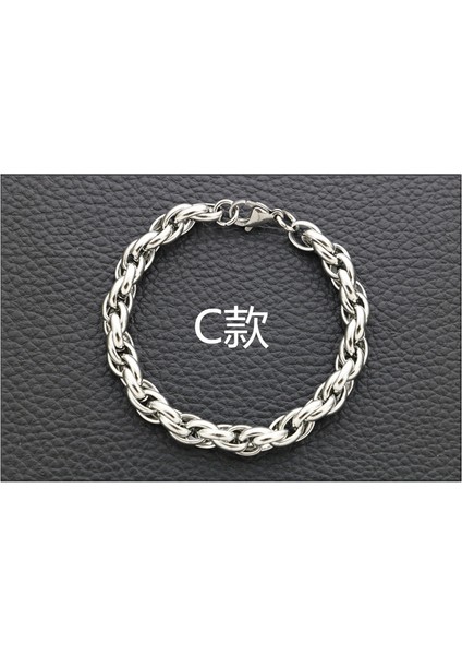 19CM Tarzı C 8mm Moda El Yapımı Vintage Kaba Mısır Dönme Titanyum Çelik Erkek ve Kadın Bilezik Kıl Zincir Yılan Kemiği Zincir (Yurt Dışından)