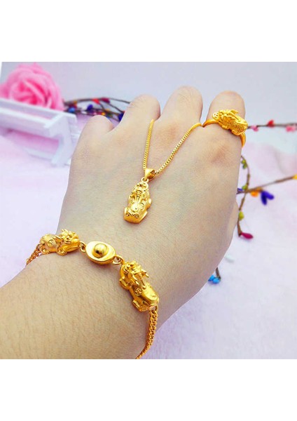 3.kolye Kolye Vietnam Alüvyon Altın Sağlıklı Malzeme Kadın Takıları Solmaz Pirinç Altın Pixiu Yuvarlak Çember Bilezik Şansları Lüks Takı (Yurt Dışından) fiyatları