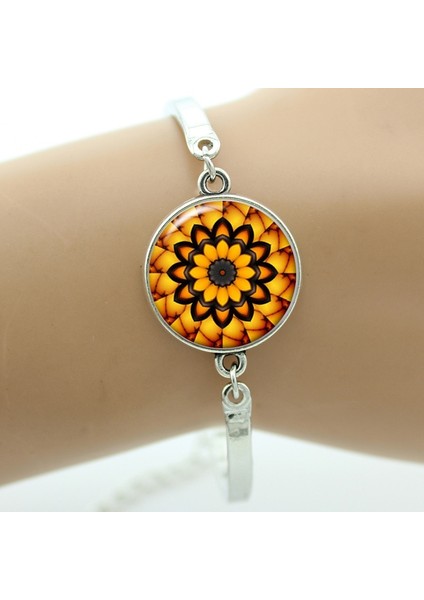 NS326 5 Hint: Indian Henna Yoga Takı Om Sembolü Budizm Zen Renkli Mandala Çiçek Bilezik Kadın Arkadaşlar Hediyeler NS323 (Yurt Dışından)