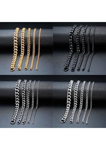 23CM Tarzı Toggle-Clasp Kadınlar Için Paslanmaz Çelik Kervan Küba Bağlantı Zincir Bilezikler Gümüş Renk Siyah Altın Bilezik Takı Hediye Aksesuarları (Yurt Dışından) fiyatları