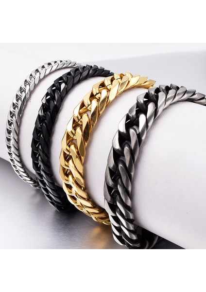 21CM Tarzı 11MM Altın Rengi 2019 Yeni Paslanmaz Çelik Bilezik Erkek Takı Parti Moda El Küba Zincir Bilezikler Erkek En Iyi Arkadaş Hediye GB043 (Yurt Dışından) fırsatları