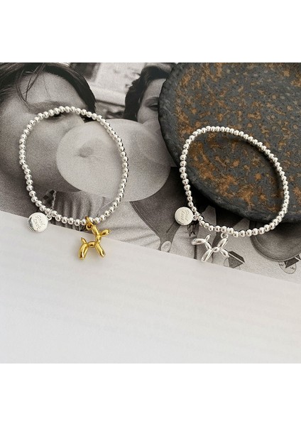 VBS4580 Xıyanıke Gümüş Kaplama Şanslı Yuvarlak Boncuklu Balon Köpek Bilezik Kadın Moda Retro Sevimli Basit Takı Aksesuarları (Yurt Dışından)