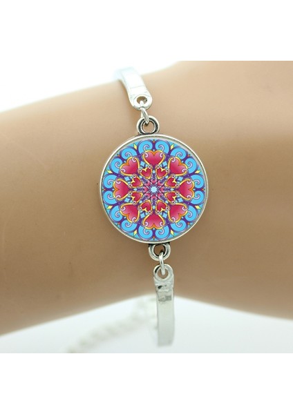 NS323 5 Hint: Indian Henna Yoga Takı Om Sembolü Budizm Zen Renkli Mandala Çiçek Bilezik Kadın Arkadaşlar Hediyeler NS323 (Yurt Dışından)