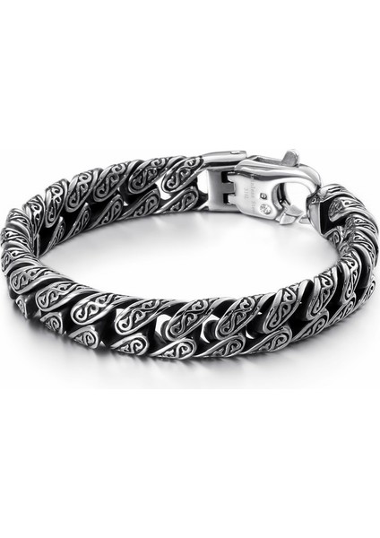 23CM Tarzı KB113834-BD Kalen Punk Bağlantı Zinciri Bilezik Erkek Paslanmaz Çelik Gizemli Sembol Charm Pulseira Masculina Ağır Kalın Kolluk Takı (Yurt Dışından)