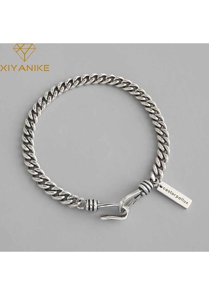 VBS4334 Xıyanıke Gümüş Kaplama Vintage Trendy Ingiliz Harf Etiket Parti Bileziği Kadınlar Için Tay Gümüş Takı Yıldönümü Hediyeleri (Yurt Dışından)