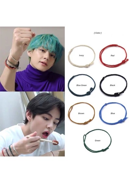 22CM Tarzı No.5 Boyutu Kpop Kim Tae Hyung Halat Zinciri El Yapımı Bilezik Dokuma Dilek Bileziği Kadın Erkek Basit Kore Takıları Bangtan Boys V (Yurt Dışından) modelleri
