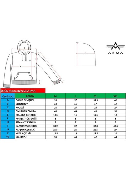 Erkek Kapüşonlu Sweatshirt K22254918901