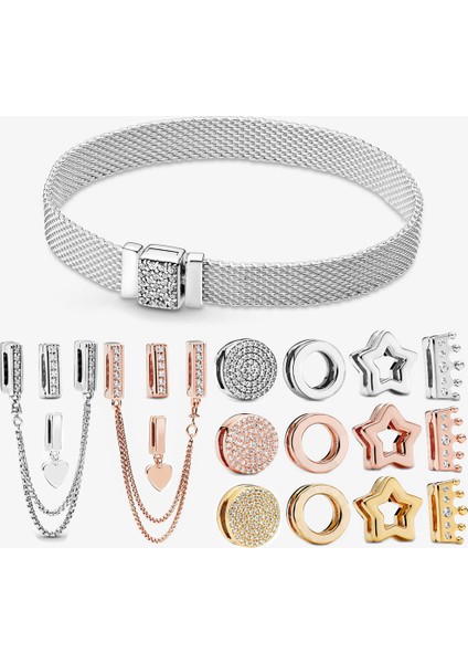 20CM Tarzı Gül Altın Rengi Yeni Gümüş Renk Bilezik Dıy Şanslar Bilezik Tüm Kadınlar Reflexions Boncuk Bilezik Lüks Takı Hediyeler (Yurt Dışından) fiyatları