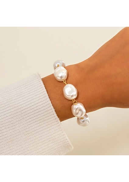 Altın Rengi 6 Yüksek Çekicilik Sahte Inci Bilezik Bilezik Kadınlar Için Kolluk Steampunk Kilit Kalın Zincir Bilezikler Arkadaş Çift Takı (Yurt Dışından) fiyatları