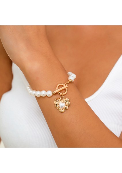 Altın Rengi 6 Yüksek Çekicilik Sahte Inci Bilezik Bilezik Kadınlar Için Kolluk Steampunk Kilit Kalın Zincir Bilezikler Arkadaş Çift Takı (Yurt Dışından) indirimleri