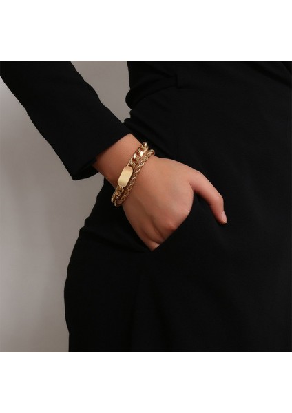 Stil 8 Yabani ve Özgür Yeni Altın Kaldırım Küba Zincir Bilezikler & Kolluklar Kadınlar Için Paslanmaz Çelik Kalın Bağlantı Zincir Bilezikler Moda Takı (Yurt Dışından) fırsatları