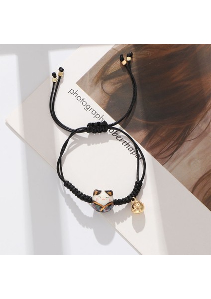 Kırmızı Kadın Kızlar Için Şans Seramik Kedi Kolyesi Japon Tarzı Takı Ile Ayarlanabilir El Yapımı Kırmızı Örgü Halat Bilezik (Yurt Dışından) indirimleri