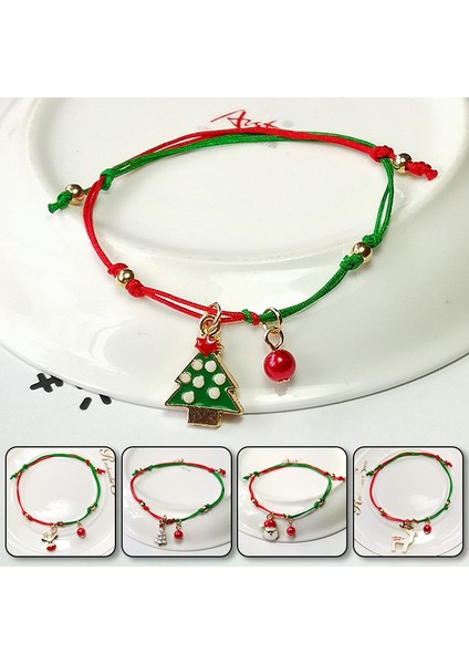 A Yılbaşı Temalı Örgülü Halat Bilezik Noel Baba Geyik Noel Ağacı Alaşım Kolye Bilezik Kadın Çocuk Hediyeler Parti Takı Hediyeleri (Yurt Dışından) fırsatları