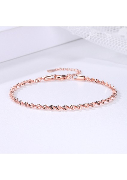 Gül Altın Rengi Kadınlar Için Çift Adil Pürüzsüz Zarif Trend Dalgalı Örgü Bilezik Gül & Beyaz Altın Renkli Moda Takı Hediye KBH064 (Yurt Dışından) fiyatları