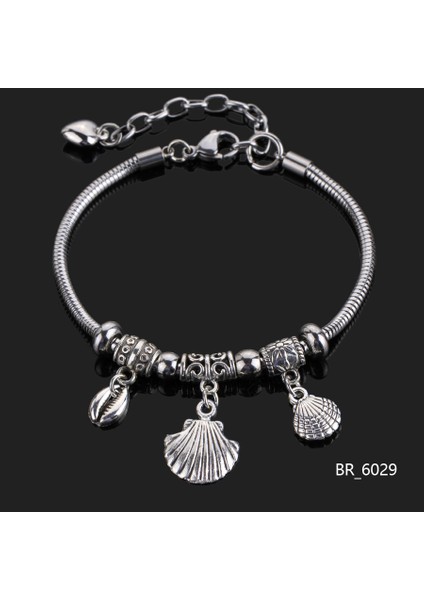 BR6029 Kabuk Kadınlar Için Paslanmaz Çelik Bilezik Yeni Moda Kanat Melek Aşk Bilezikleri El Takıları Özel Hediye Arkadaş Şans Kolye (Yurt Dışından)