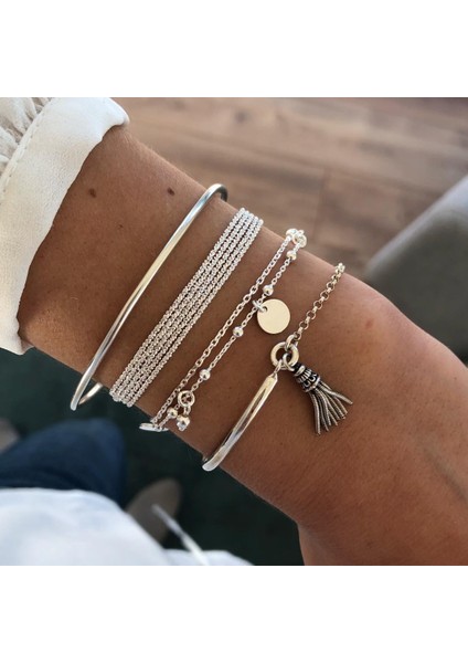 NO.83631 Beden Modyle Moda Bohemya Altın Renk Yaprak Kristal Kalp Bağlantı Zincir Bilezik Bilezik Kadınlar Için Bilezik Femme Takı (Yurt Dışından)
