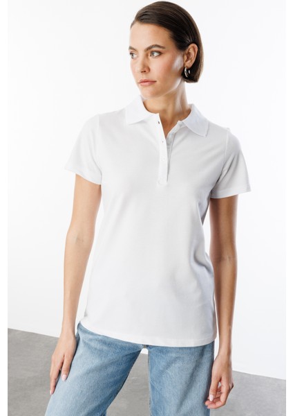 Kadın Basic Polo Yaka Tişört Kadın-Poloyaka