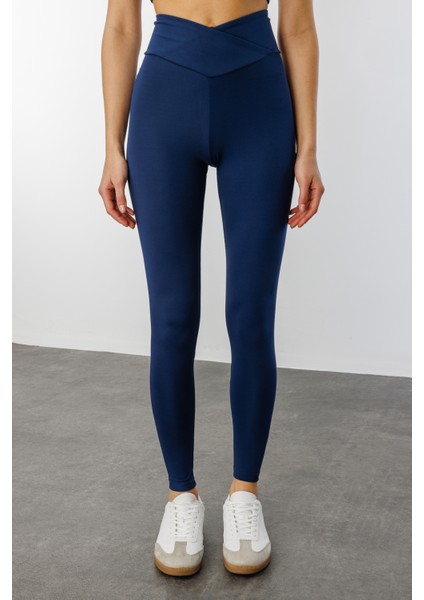 Çapraz Bel Detaylı Cross Waist Kadıntayt Çapraz-Tayt
