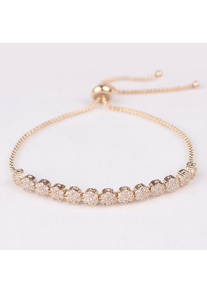 010 Altın Baiduqiandu Bezel Ayarı Küçük Kübik Zirkonya Cz Zirkon Kristal Ayarlanabilir Bolo Bilezikler Kadınlar Için Düğün Takı (Yurt Dışından)