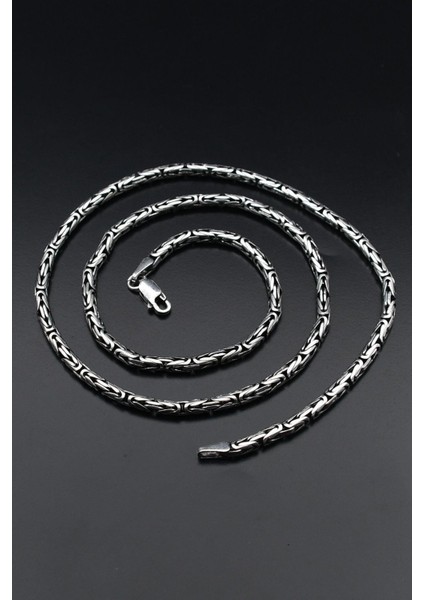 Erkek Gümüş 925 Ayar Kral Kolye Zincir Yuvarlak 3 mm 901689