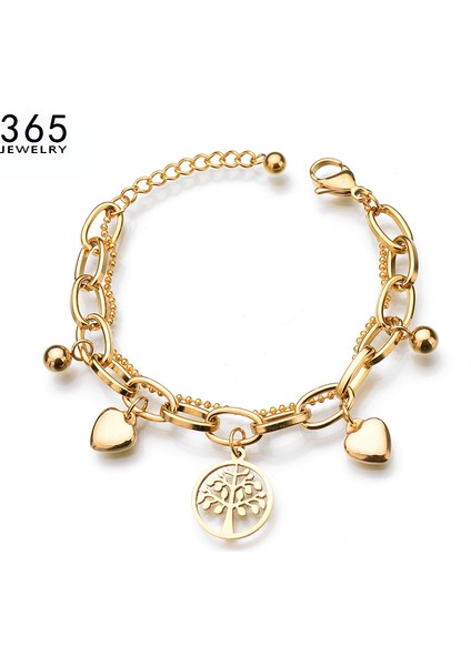 Steel Color Style C-B35 Yeni Trend Kalp Kolye Paslanmaz Çelik Bilezik Kadın Arkadaş Hediye Kadife Ambalaj (Yurt Dışından) fiyatları