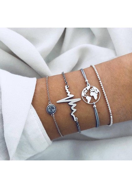 NO.83106 Beden Vagzeb Punk Altın Renk Kalın Zincir Bilezik Seti Kadınlar Retro Geometrik Metal Örgü Zincir Bilezik Moda Takı (Yurt Dışından)