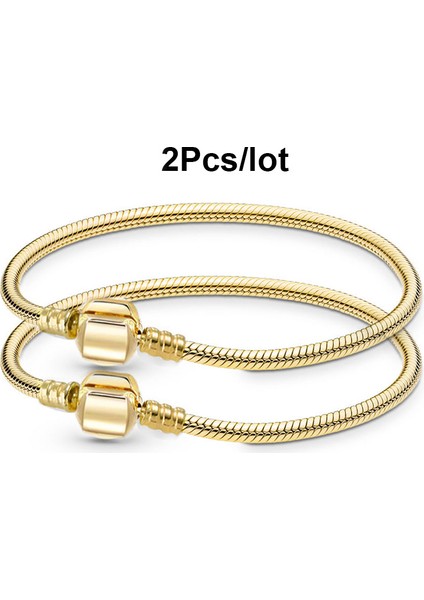 22CM Tarzı No.4 Boyutu 2pcslot Yüksek Bilezik Uygun Pan Bilezik Yapı Taşları Takı Için Kadın Hediye 3mm Yılan Zincir (Yurt Dışından)