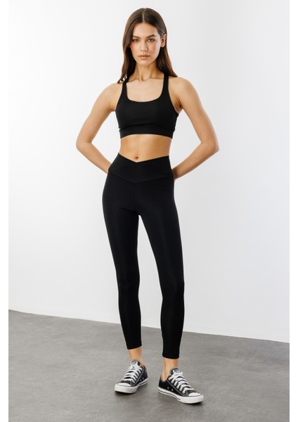 Çapraz Bel Detaylı Cross Waist Kadıntayt Çapraz-Tayt