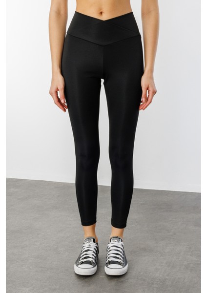 Çapraz Bel Detaylı Cross Waist Kadıntayt Çapraz-Tayt