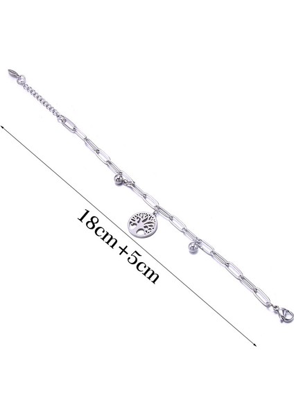 B3305-2 2021 Yeni Trend Zincir Erkek Kadın Bilezik Paslanmaz Çelik 23CM Aşk Ağacı Yıldız Zincir Bilezik Erkek Kadın Takı Hediye (Yurt Dışından)