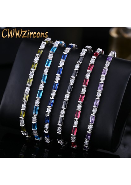 Kırmızı Gül Cwwzircons Moda Cz Şık Kırmızı Yeşil Mavi Avusturya Kristal Tenis Bilezik Kadınlar Için Yılbaşı Hediyesi CB087 (Yurt Dışından) fiyatları