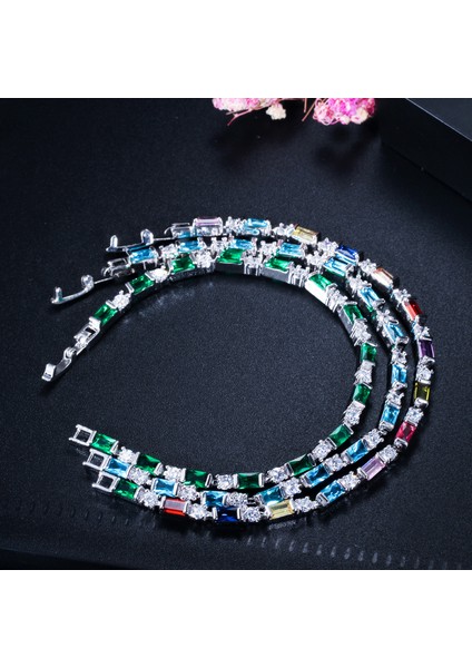 Kırmızı Gül Cwwzircons Moda Cz Şık Kırmızı Yeşil Mavi Avusturya Kristal Tenis Bilezik Kadınlar Için Yılbaşı Hediyesi CB087 (Yurt Dışından) fırsatları