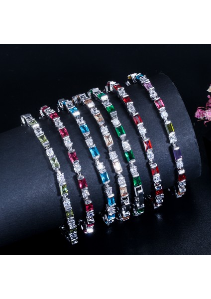 Kırmızı Gül Cwwzircons Moda Cz Şık Kırmızı Yeşil Mavi Avusturya Kristal Tenis Bilezik Kadınlar Için Yılbaşı Hediyesi CB087 (Yurt Dışından) indirimleri