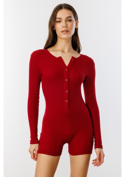 Fitilli Uzun Kollu Kısa Tulum Romper Uzunkol-Tulum