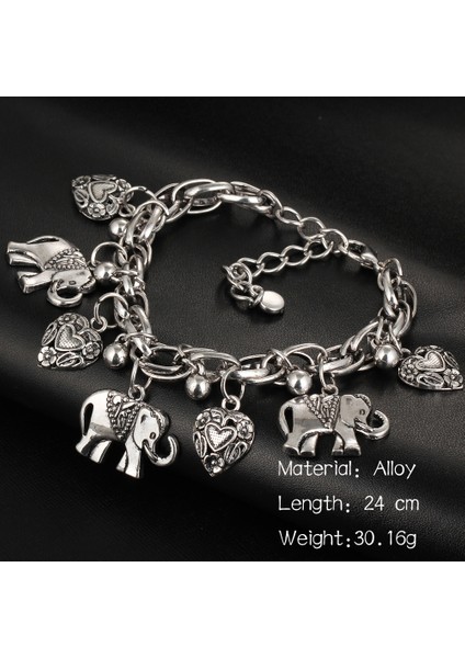 2 Adet Paket C Eski Moda Bohem Altın Renk Fil Kalp Şans Bilezikleri Kadınlar Için Moda Zincir Hediye Pulseira Feminina Takı (Yurt Dışından)