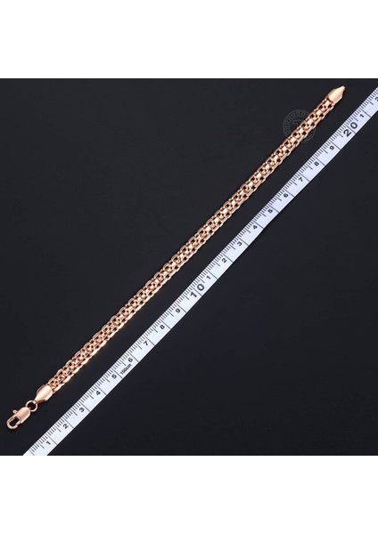 GB422 5mm Kadın Erkek Bilezik 585 Güller Altın Örgülü Dokuma Bismark Çekiçlenmiş Venedik Bağlantı Zincir Bilezik Moda Takı DCB05 (Yurt Dışından)
