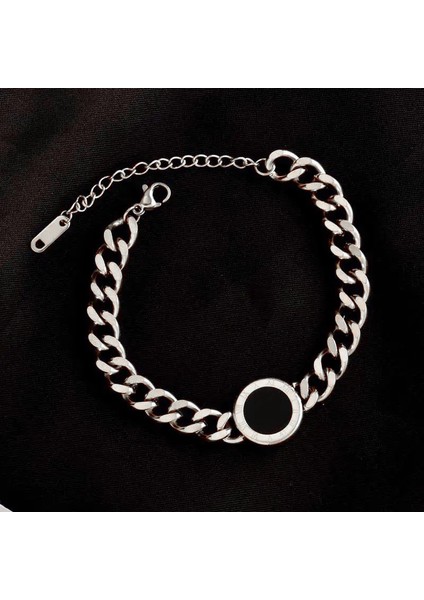 A-S110 Ramos Punk Roma Rakamlı Altın Gümüş Renk Kalın Zincir Titanyum Çelik Metal Yuvarlak Kolye Bilezik Kadınlar Takı Için (Yurt Dışından)