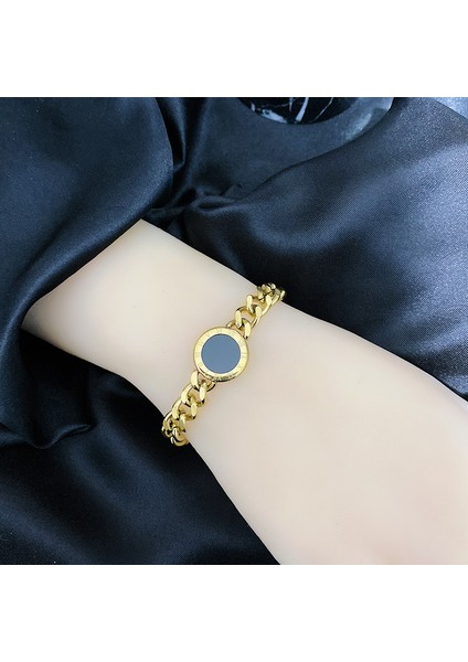 A-S110 Ramos Punk Roma Rakamlı Altın Gümüş Renk Kalın Zincir Titanyum Çelik Metal Yuvarlak Kolye Bilezik Kadınlar Takı Için (Yurt Dışından) modelleri