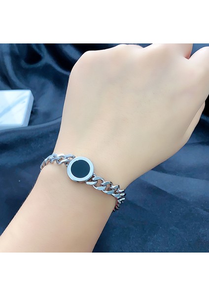 A-S110 Ramos Punk Roma Rakamlı Altın Gümüş Renk Kalın Zincir Titanyum Çelik Metal Yuvarlak Kolye Bilezik Kadınlar Takı Için (Yurt Dışından) indirimleri