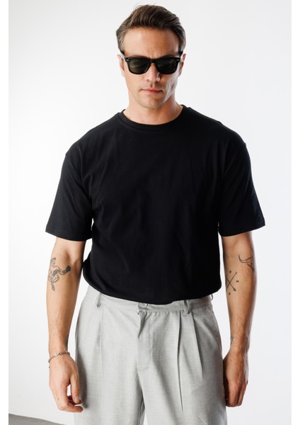 Erkek Oversize Fit Organik Pamuk Bisiklet Yaka Tişört Oversıze-Erkek-T-Shırt