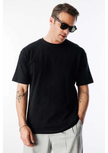 Erkek Oversize Fit Organik Pamuk Bisiklet Yaka Tişört Oversıze-Erkek-T-Shırt modelleri