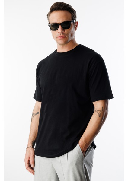 Erkek Oversize Fit Organik Pamuk Bisiklet Yaka Tişört Oversıze-Erkek-T-Shırt fırsatları