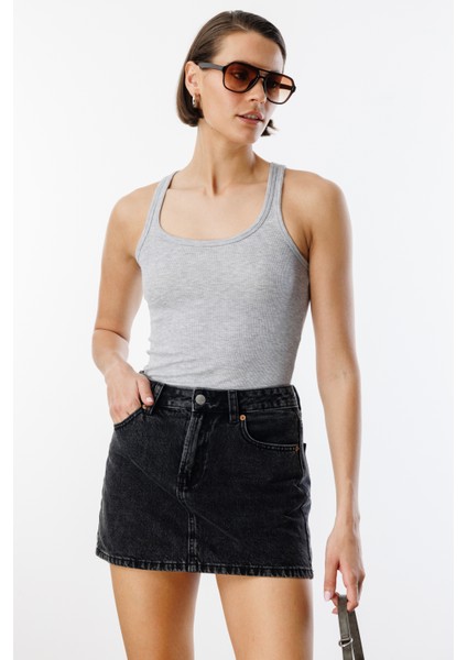 Kadın Fitilli Görünümlü Kalın Askılı Basic Atlet Atlet1