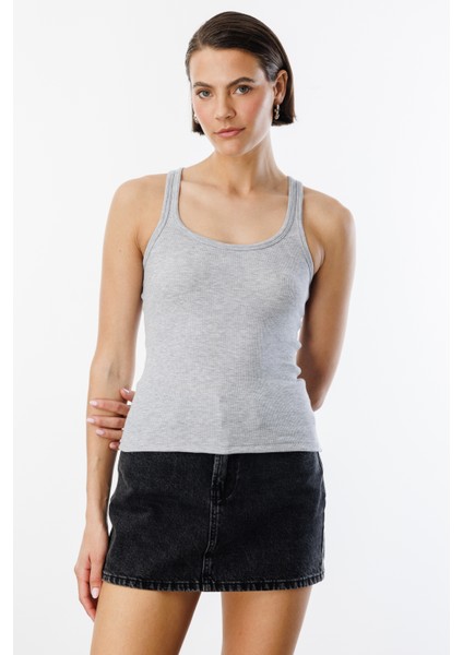 Kadın Fitilli Görünümlü Kalın Askılı Basic Atlet Atlet1 indirimleri