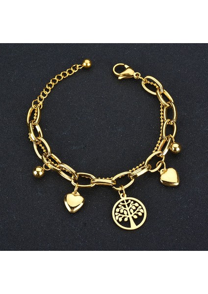 Steel Color Style C-B52 Yeni Trend Kalp Kolye Paslanmaz Çelik Bilezik Kadın Arkadaş Hediye Kadife Ambalaj (Yurt Dışından) fırsatları