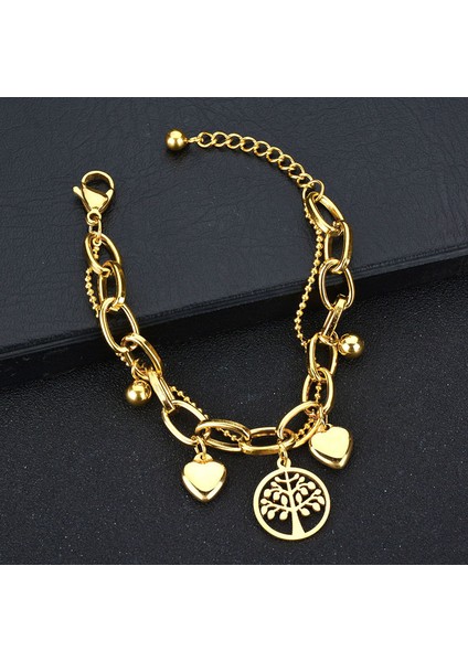 Steel Color Style C-B52 Yeni Trend Kalp Kolye Paslanmaz Çelik Bilezik Kadın Arkadaş Hediye Kadife Ambalaj (Yurt Dışından) indirimleri