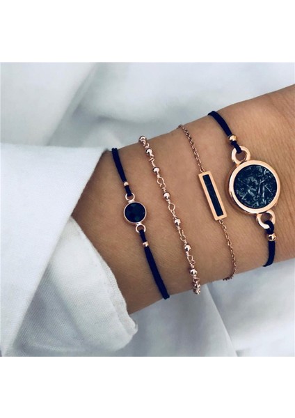 NO.83158 Beden Vagzeb Punk Altın Renk Kalın Zincir Bilezik Seti Kadınlar Retro Geometrik Metal Örgü Zincir Bilezik Moda Takı (Yurt Dışından)