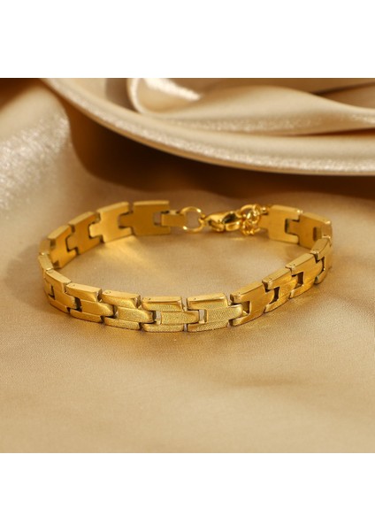 KB148328-Z Zincir Bilezik Altın Rengi Paslanmaz Çelik Dikdörtgen Halka Kablo Ince Kadın Kızlar Katman Bilezik Takı (Yurt Dışından) indirimleri