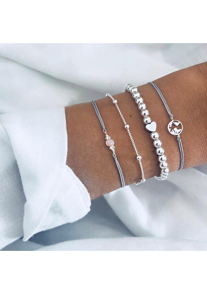 NO.83127 Beden Vagzeb Punk Altın Renk Kalın Zincir Bilezik Seti Kadınlar Retro Geometrik Metal Örgü Zincir Bilezik Moda Takı (Yurt Dışından)